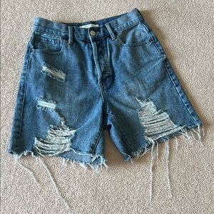 PACSUN - High Rise Boy Shorts Distressed Denim - Size 26